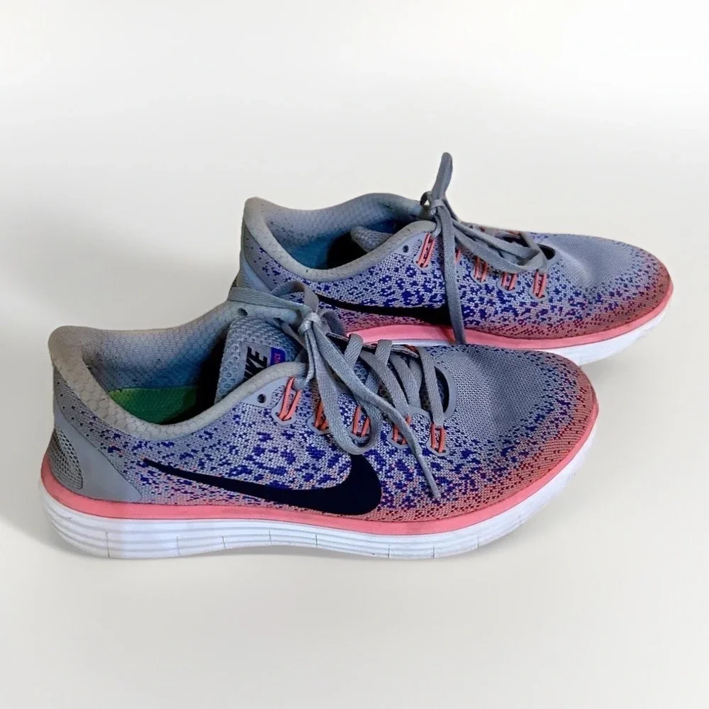 Nike Free RN Distance Low Gray Pink Women's Size 8 827116-004 EUC